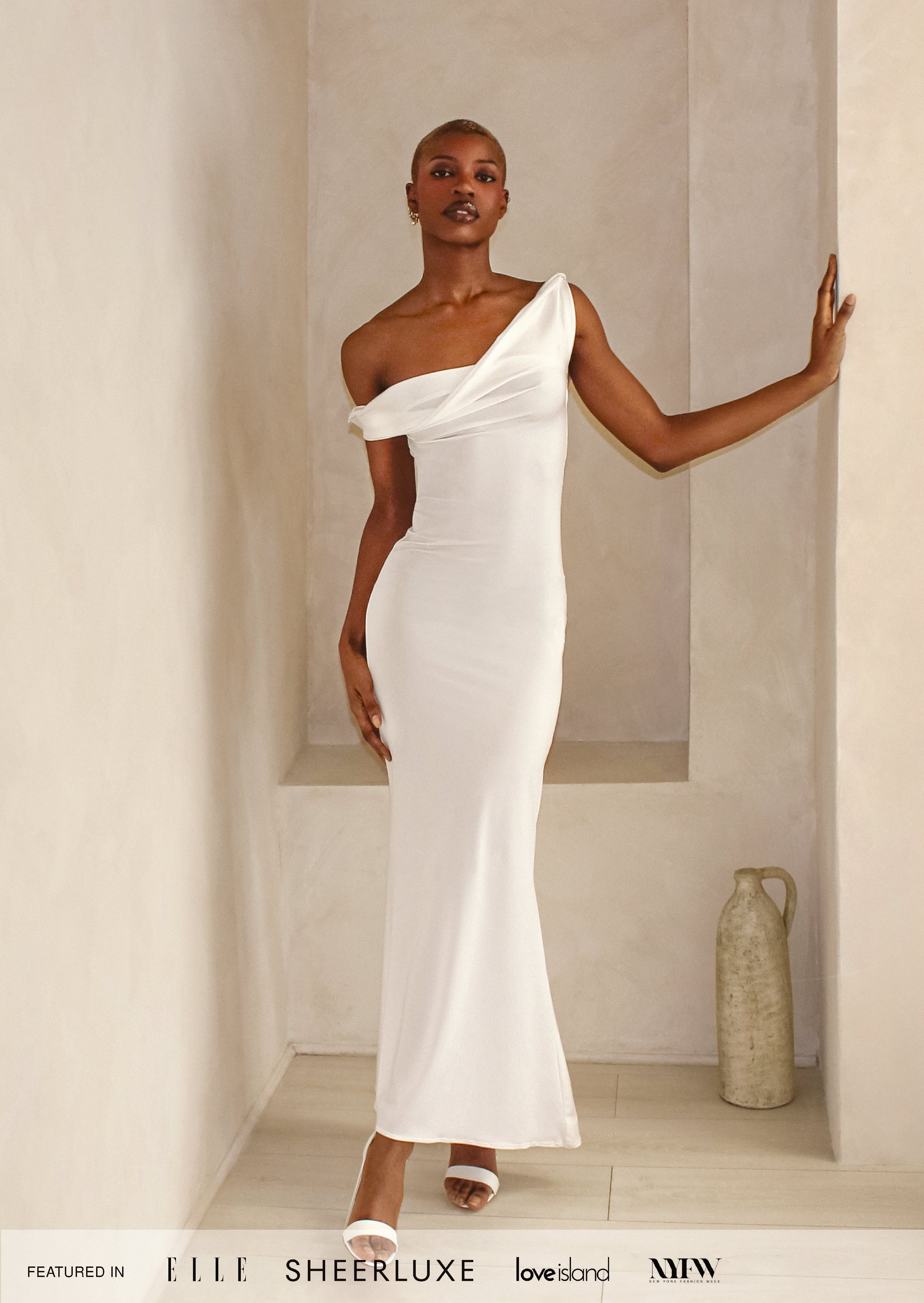 ASYMMETRIC TWIST MAXI DRESS IN WHITE – Kade women